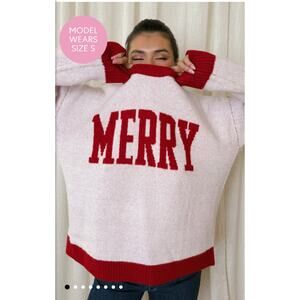268 Show Me Your Mumu Merry Classic Crewneck Sweater Small Holiday Knit